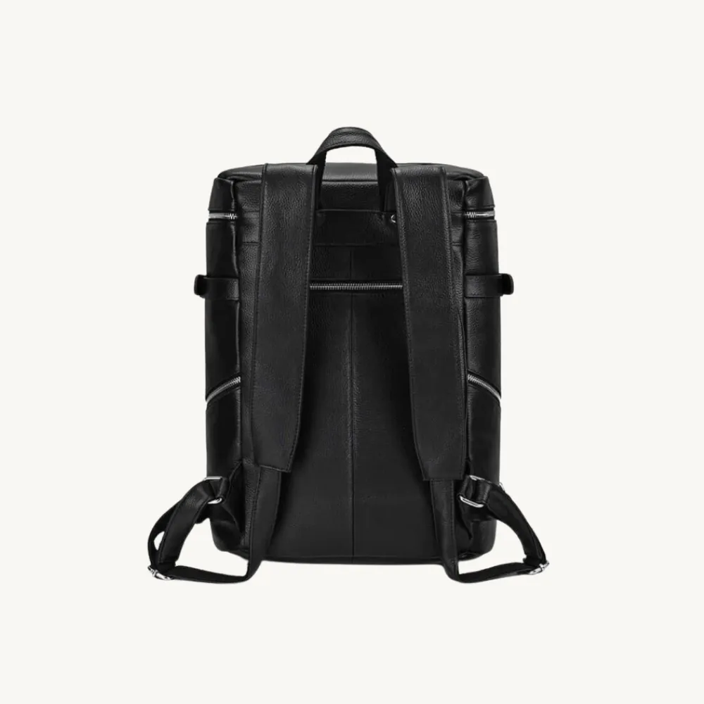 ﻿Black Classic Leather Backpack