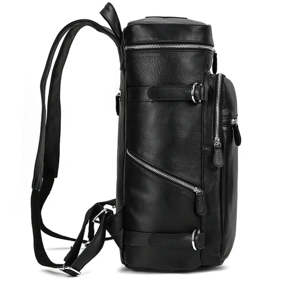 ﻿Black Classic Leather Backpack
