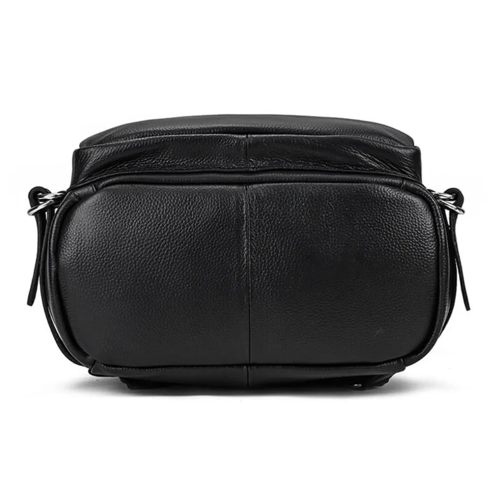 ﻿Black Classic Leather Backpack