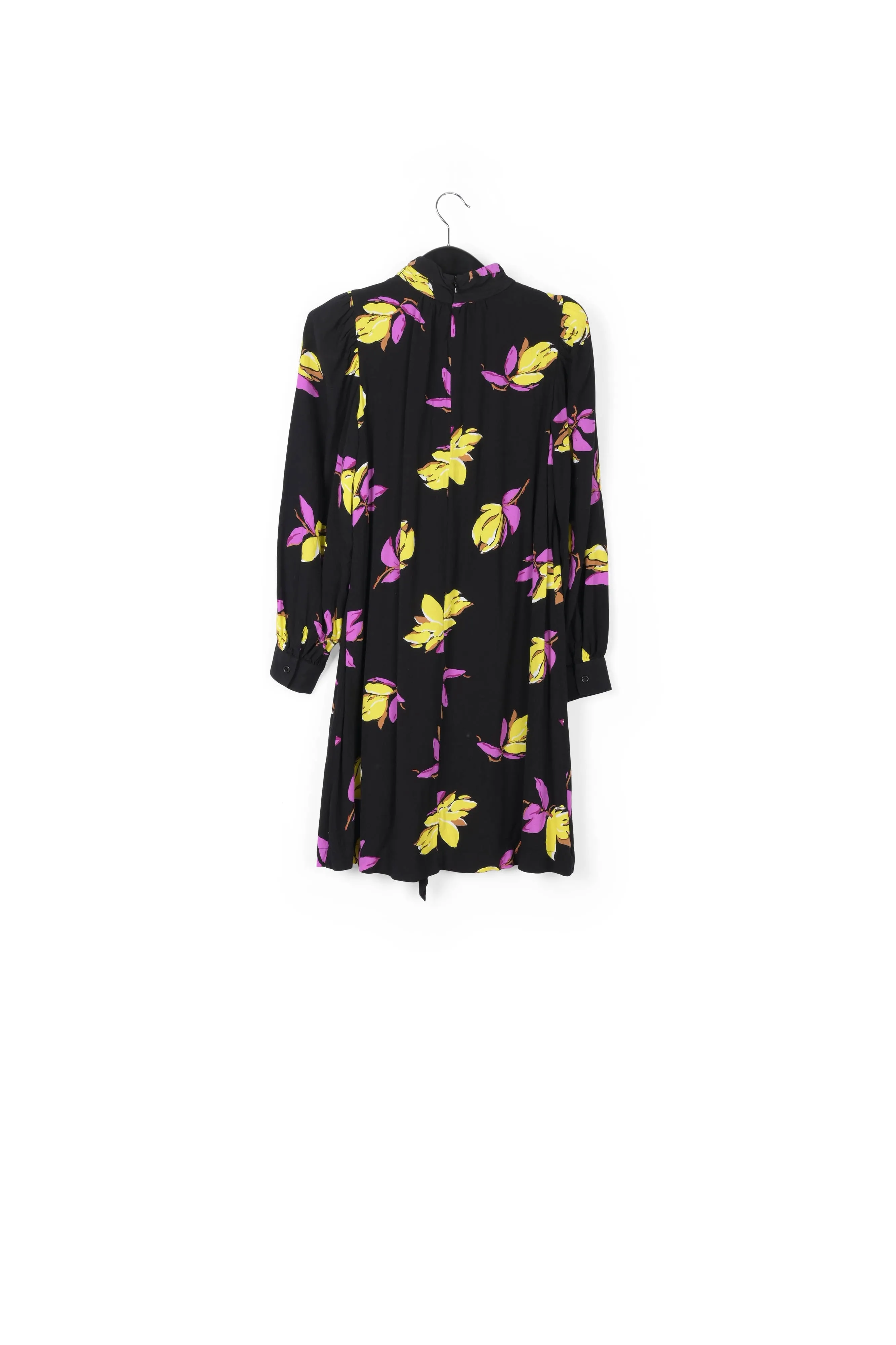Black floral-printed mini dress