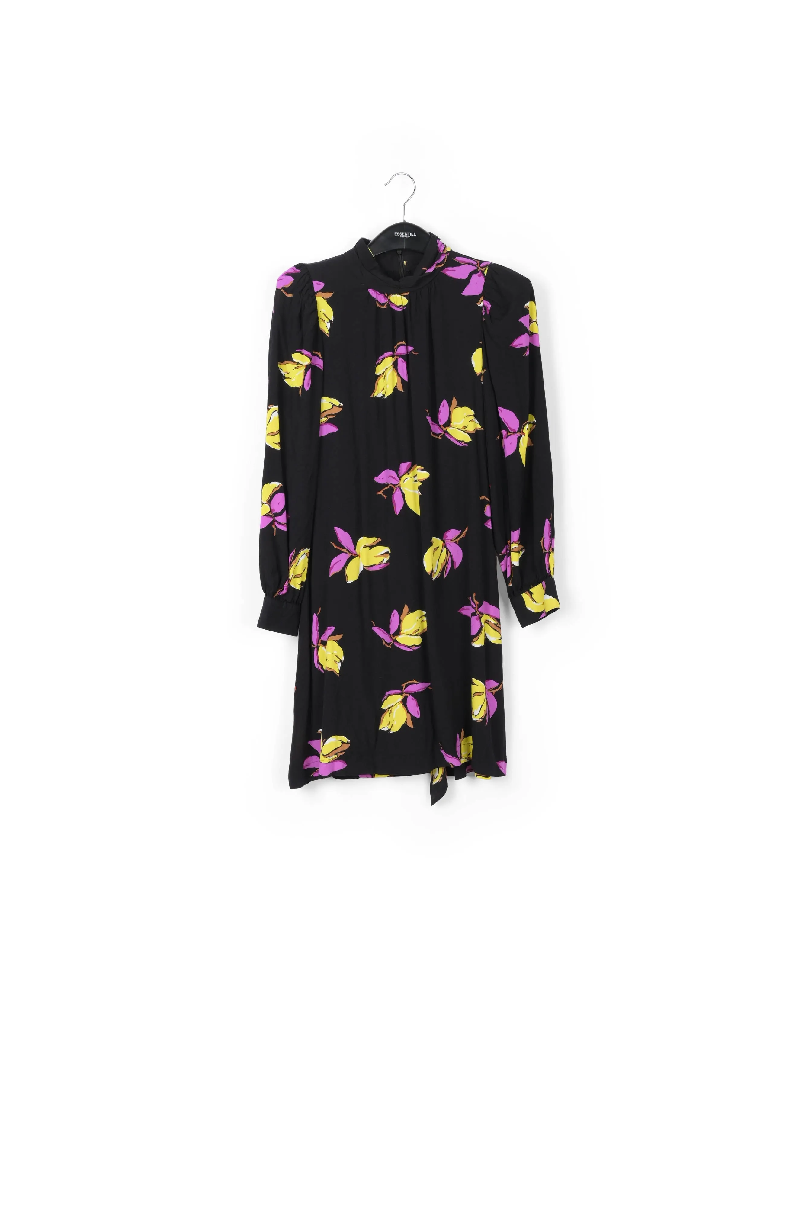 Black floral-printed mini dress