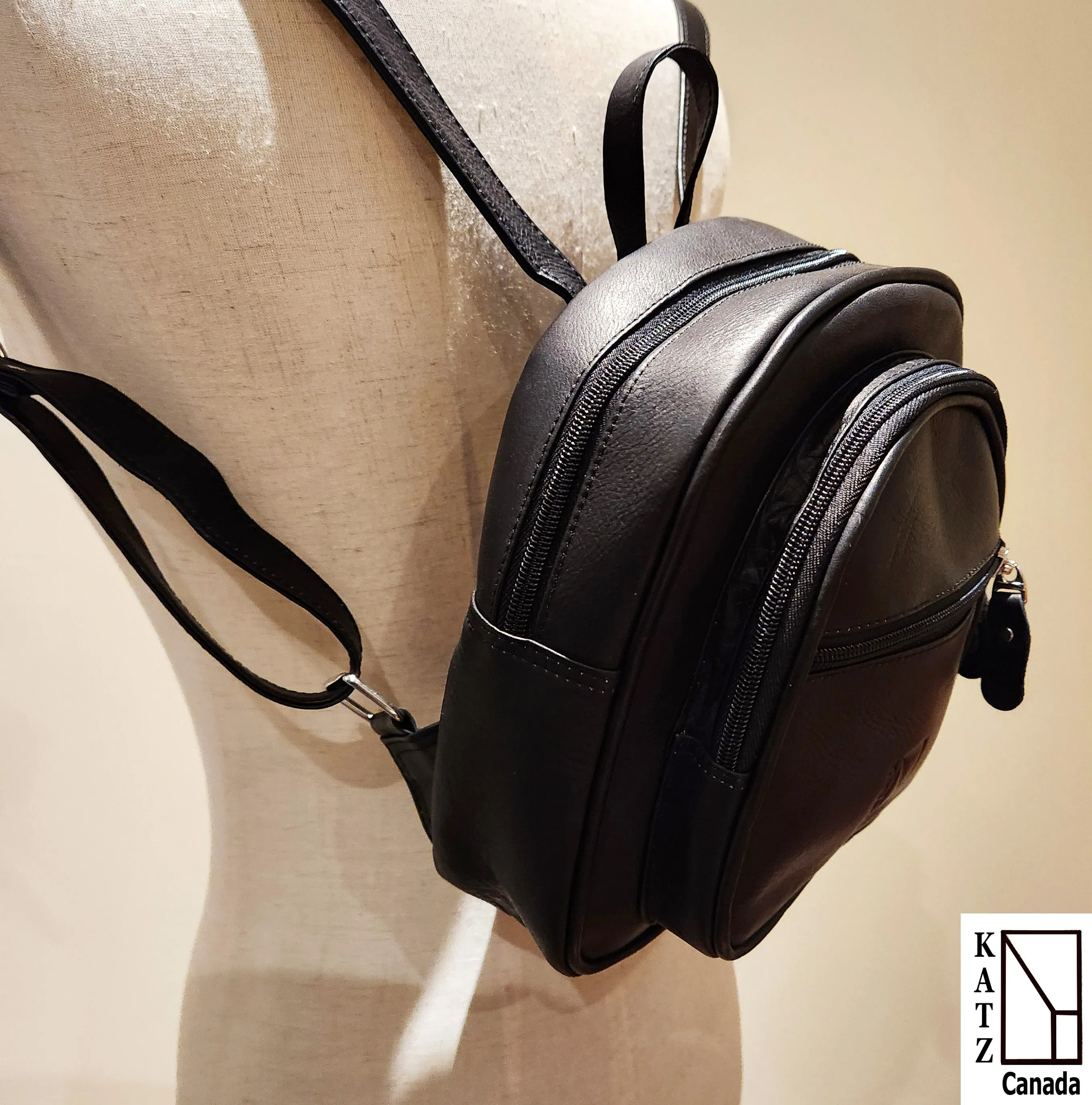Black Leather Rucksack
