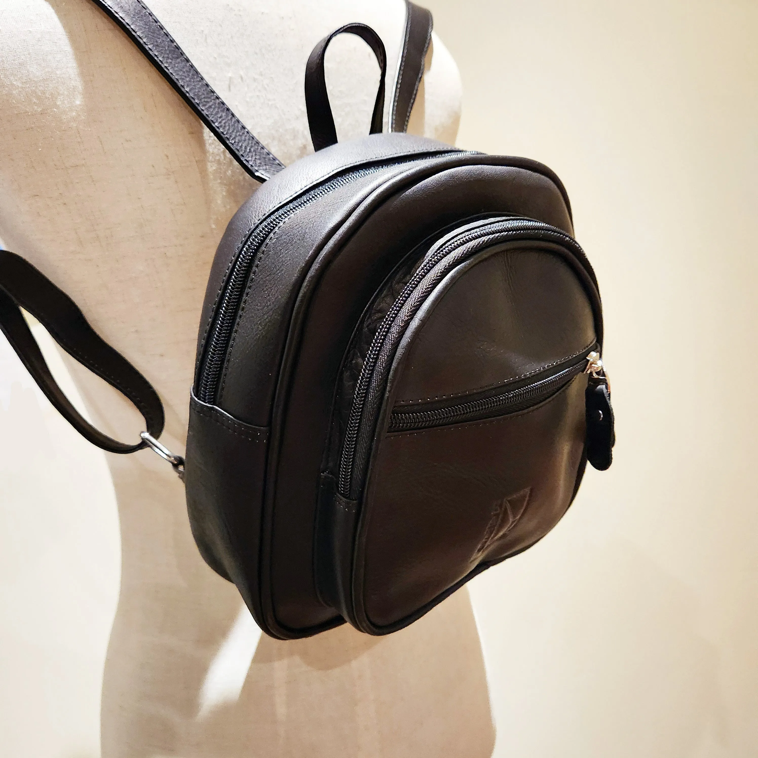 Black Leather Rucksack