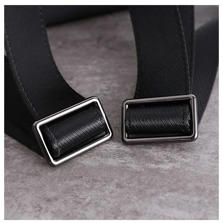 Black Nylon Satchel Backpack Womens School Backpacks Bag Nylon Leather Travel Rucksack for Ladies