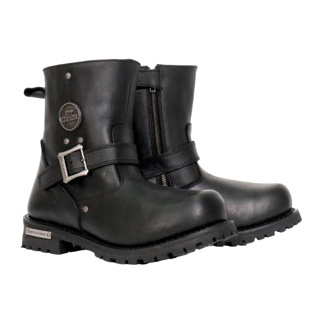 Black Round Toe Engineer Boot