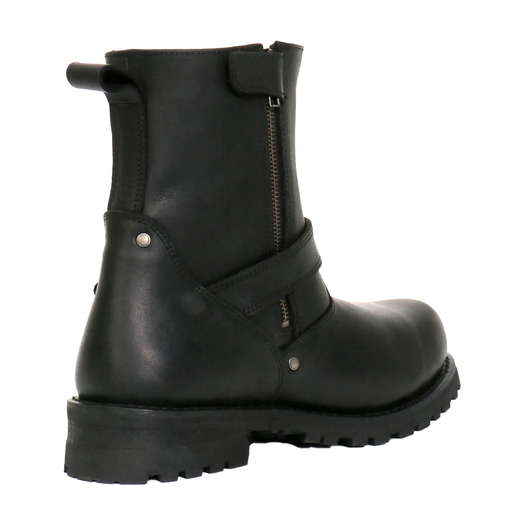 Black Round Toe Engineer Boot