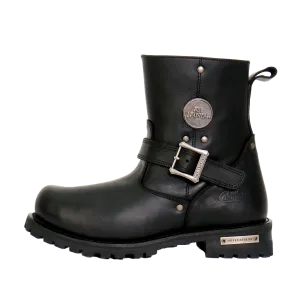 Black Round Toe Engineer Boot