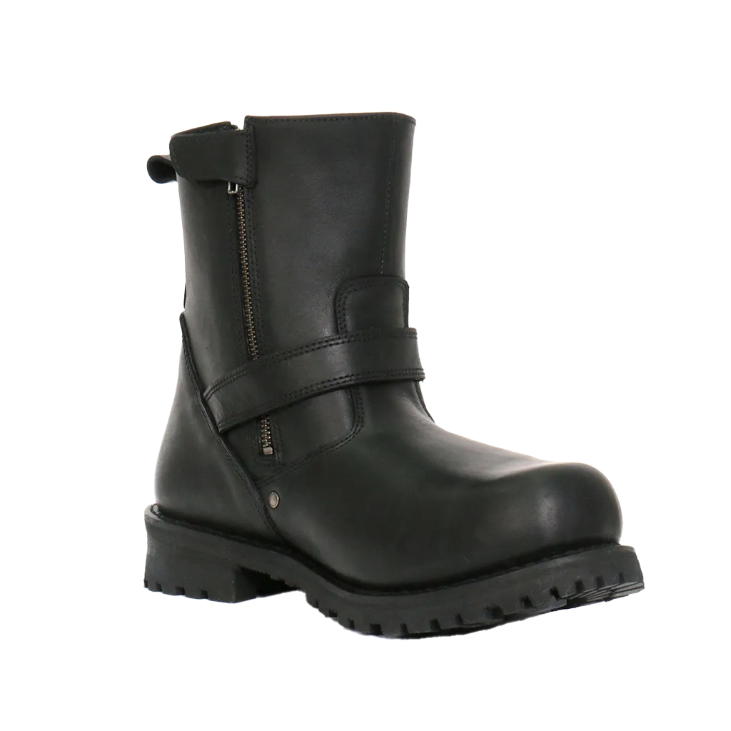 Black Round Toe Engineer Boot