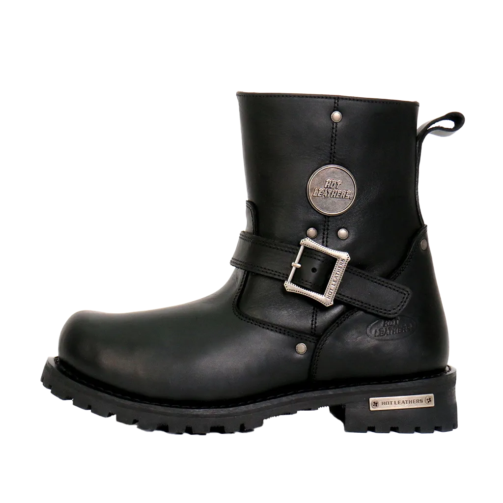 Black Round Toe Engineer Boot
