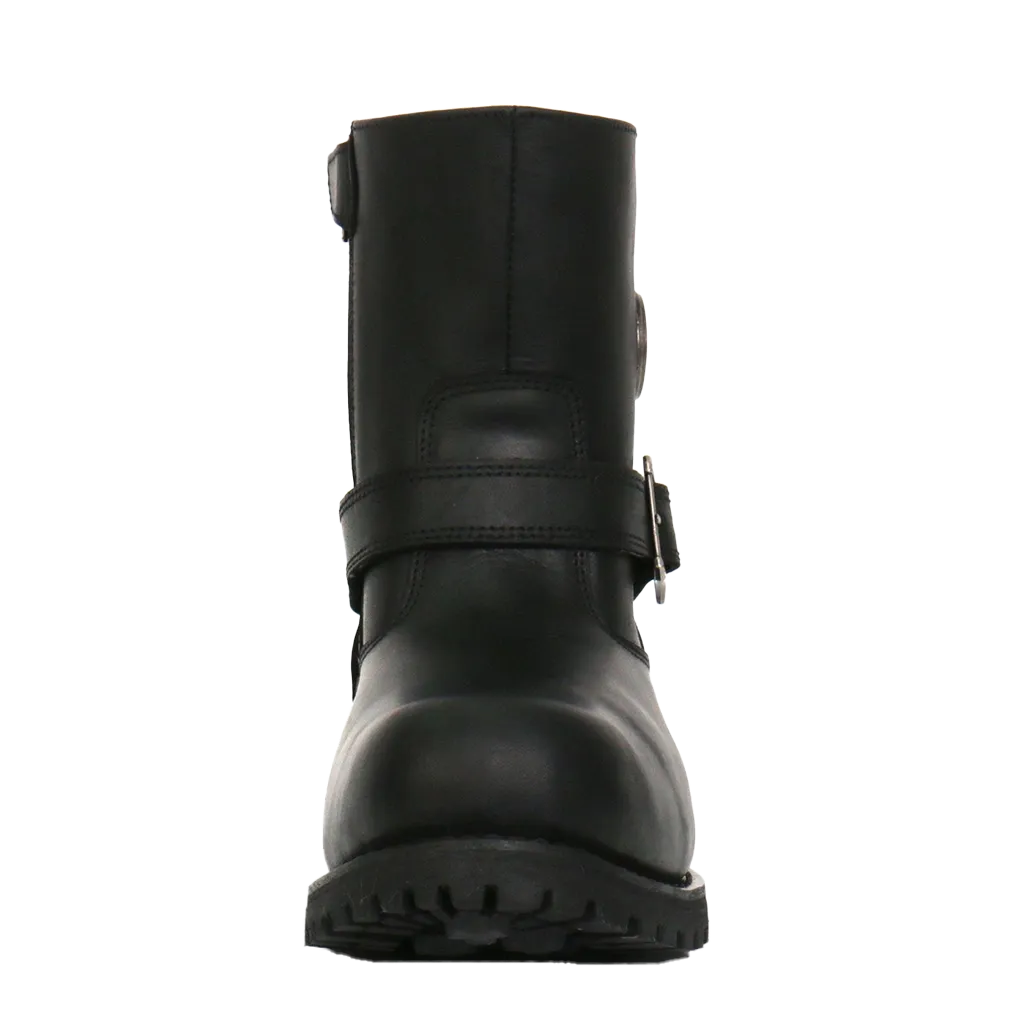 Black Round Toe Engineer Boot