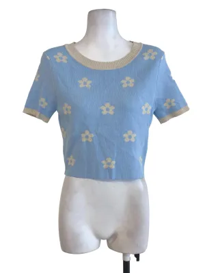 Blue Floral Knitted Top TCL
