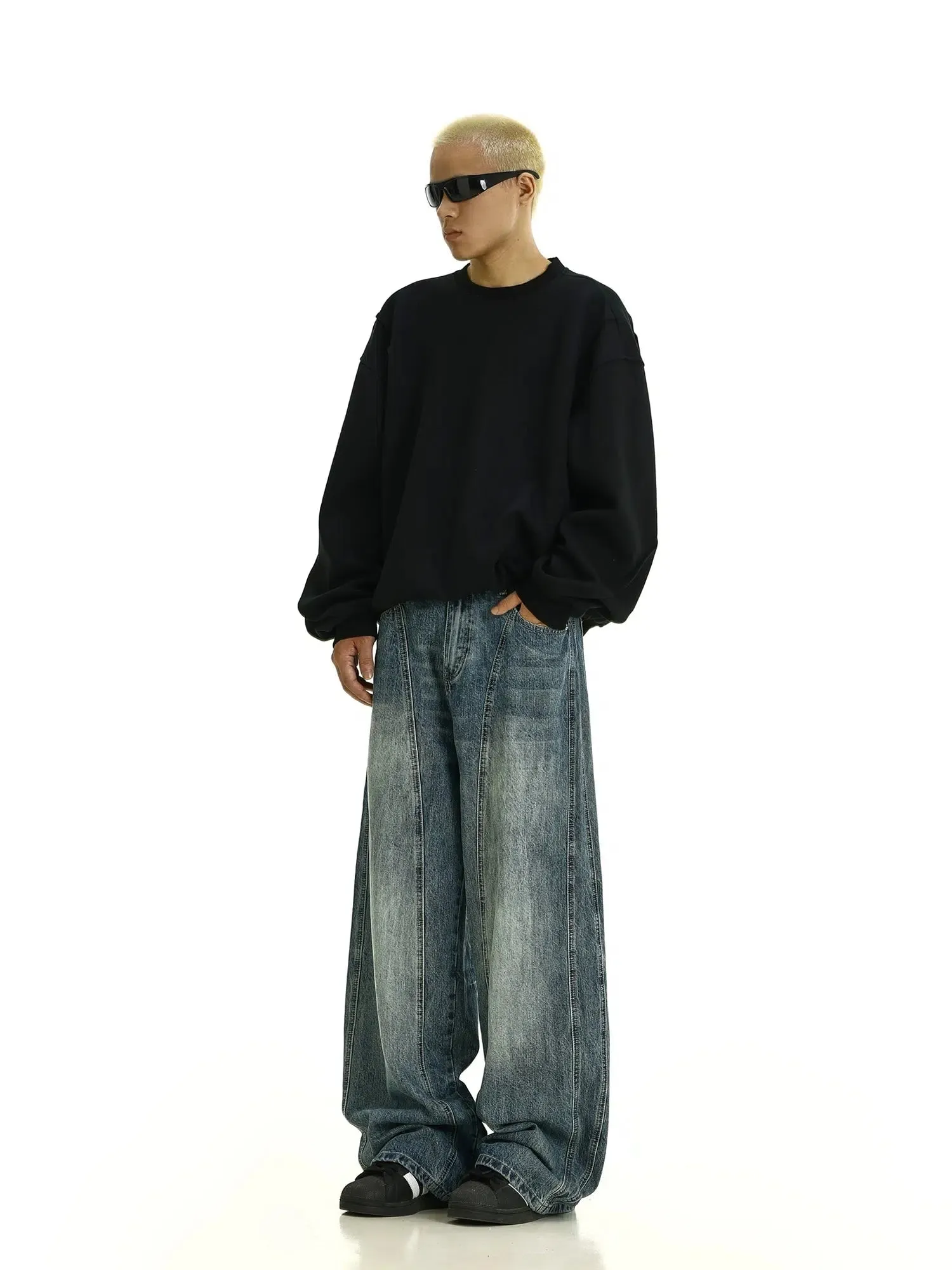 Blue Wide-Leg Jeans