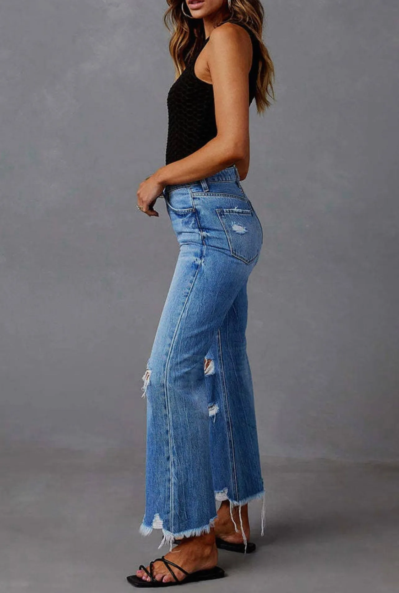 Blues Distressed Flare Jeans
