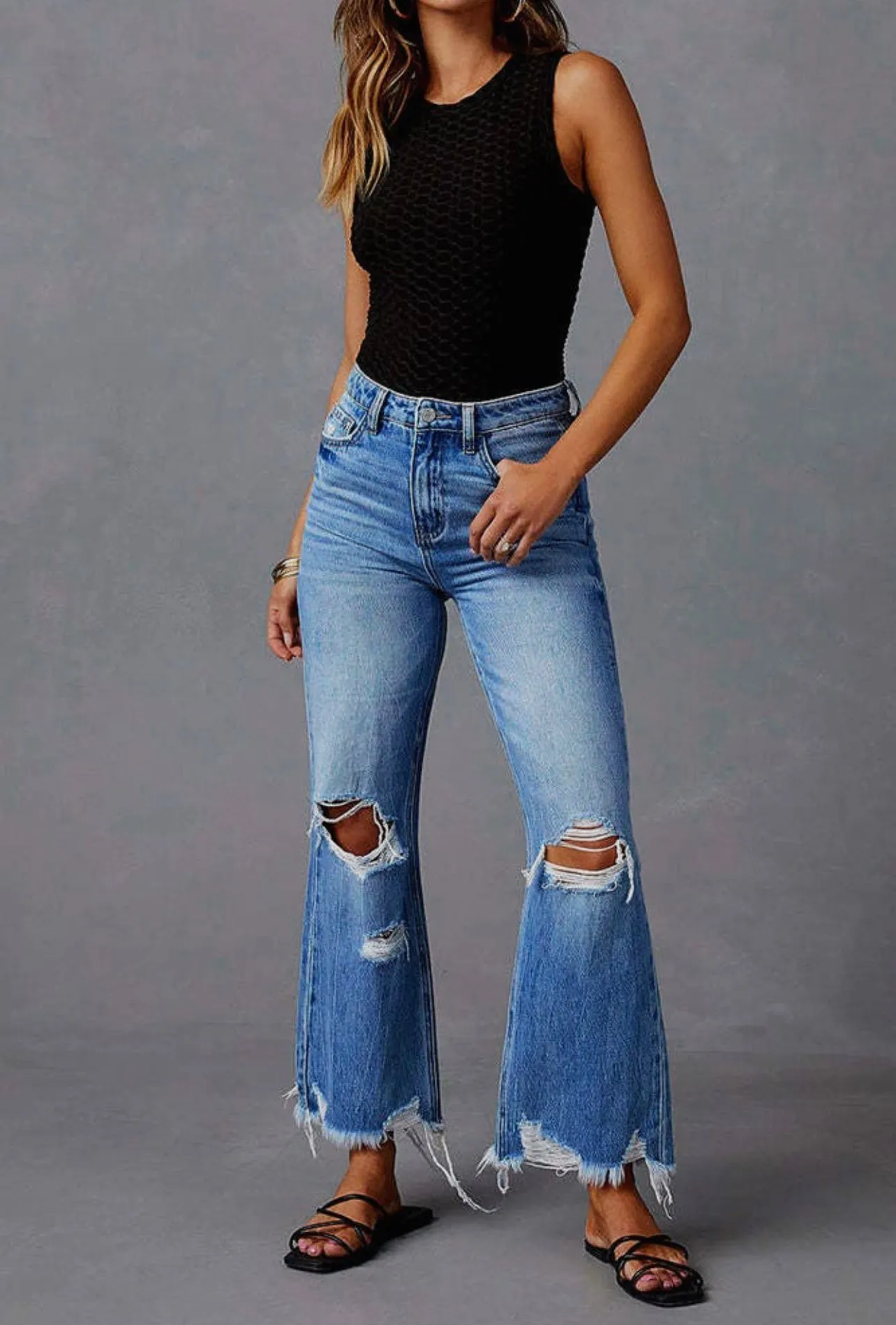 Blues Distressed Flare Jeans