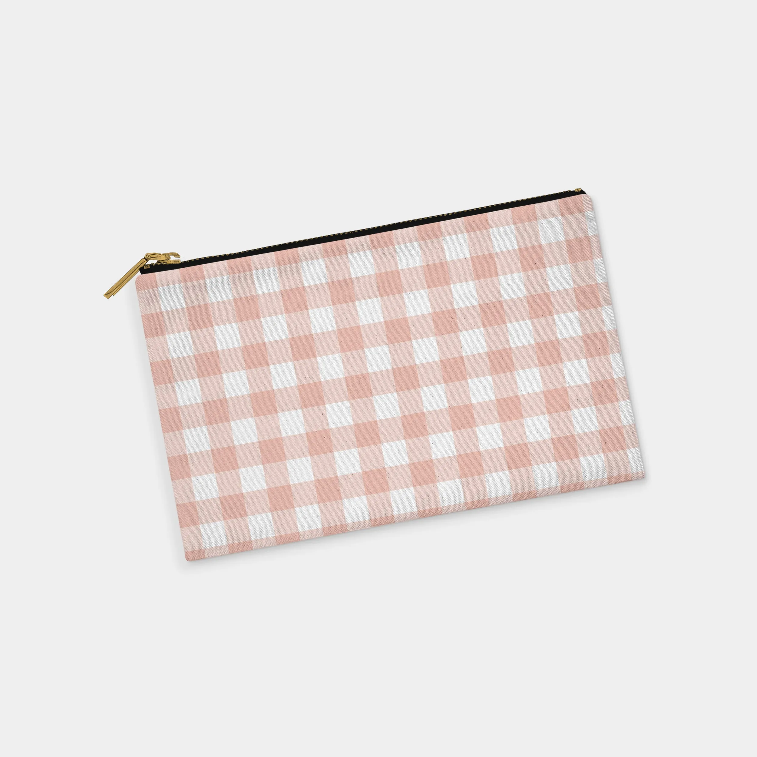 Blush Gingham Personalized Zipper Pouch