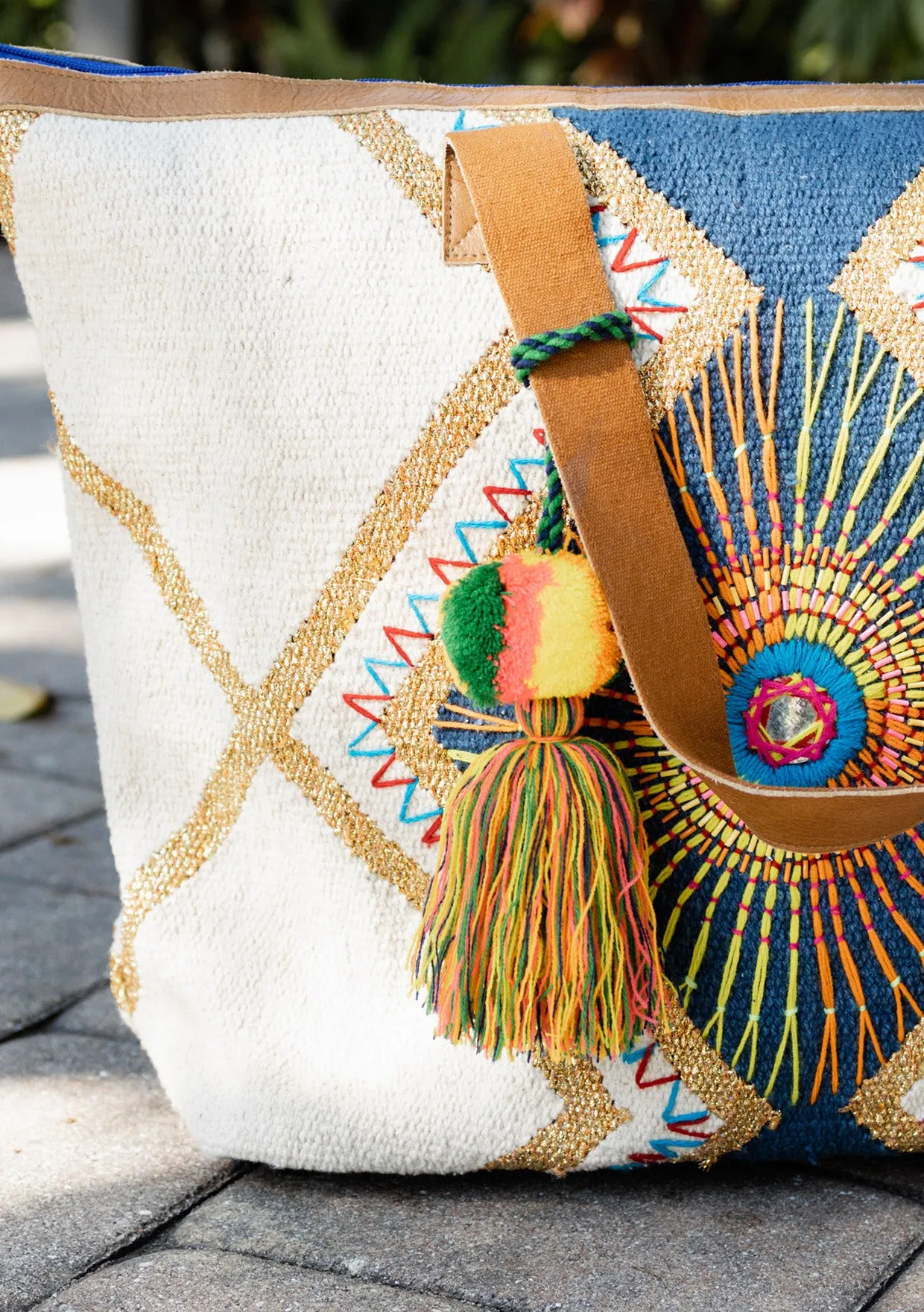 Bohemian Embroidered Zip Up Weekender Bag