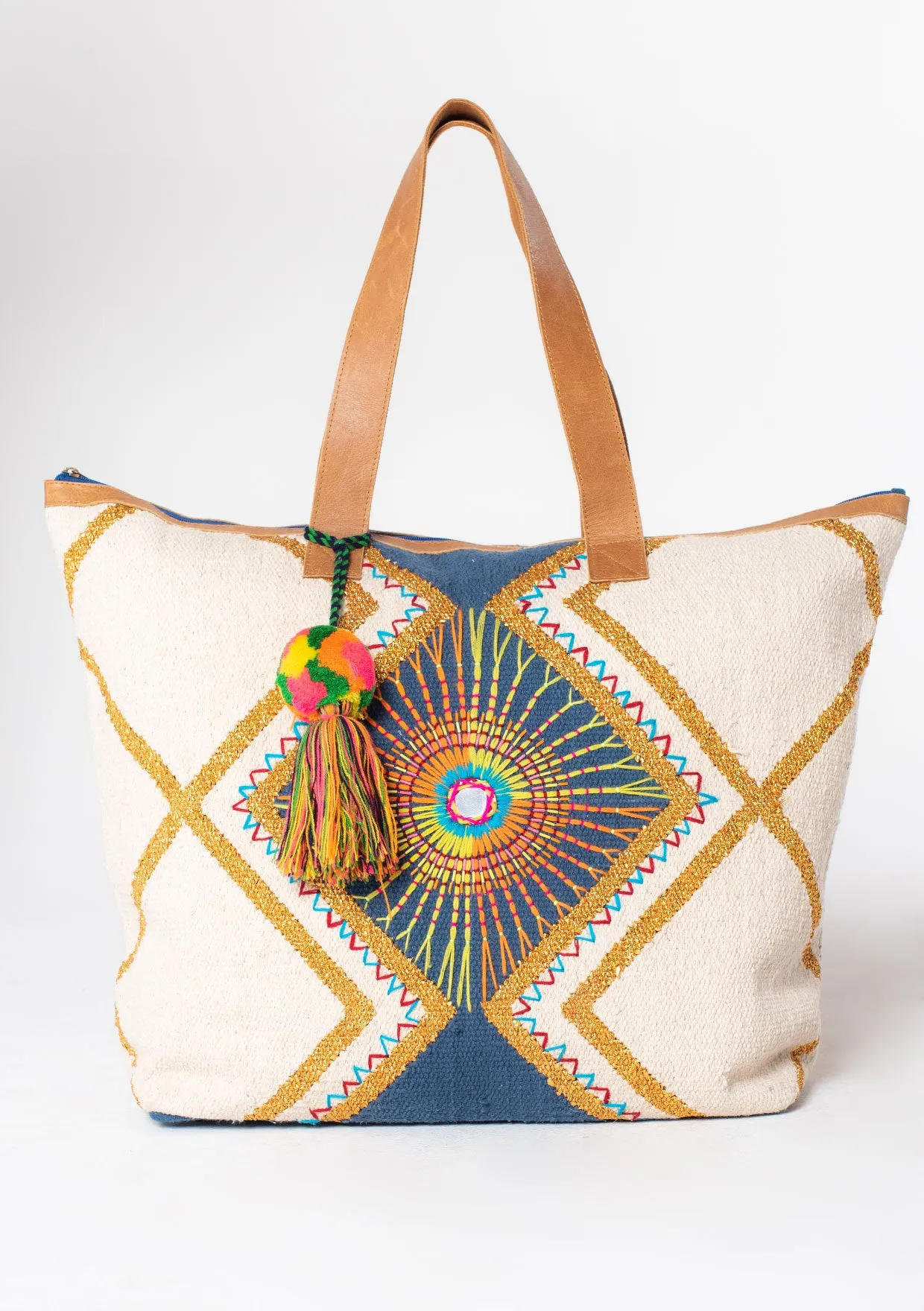 Bohemian Embroidered Zip Up Weekender Bag