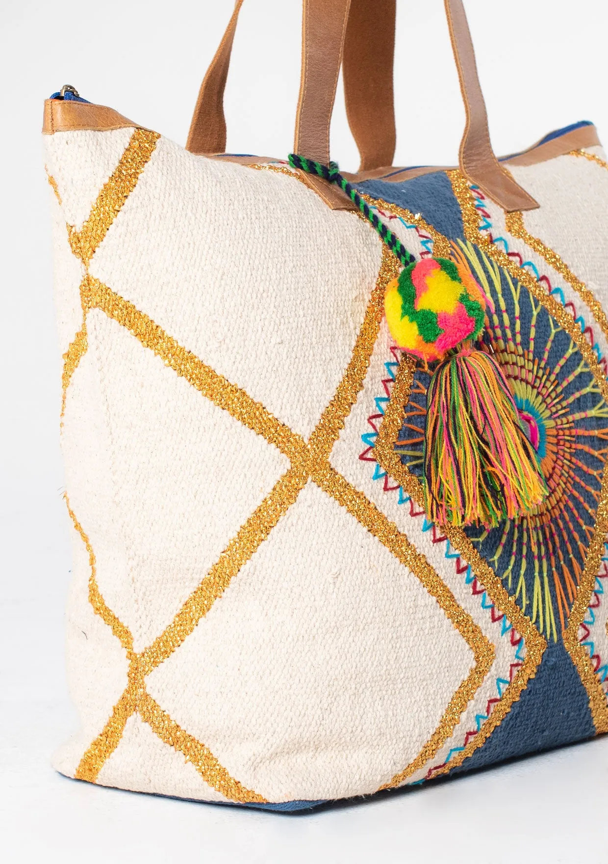 Bohemian Embroidered Zip Up Weekender Bag