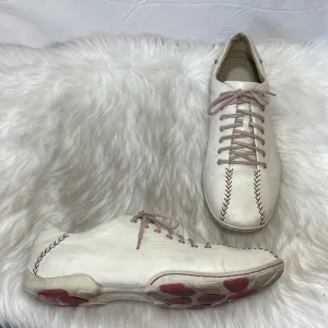 Born Jackson Cream Leather Baseball Stitch Sneakers Sz 14
