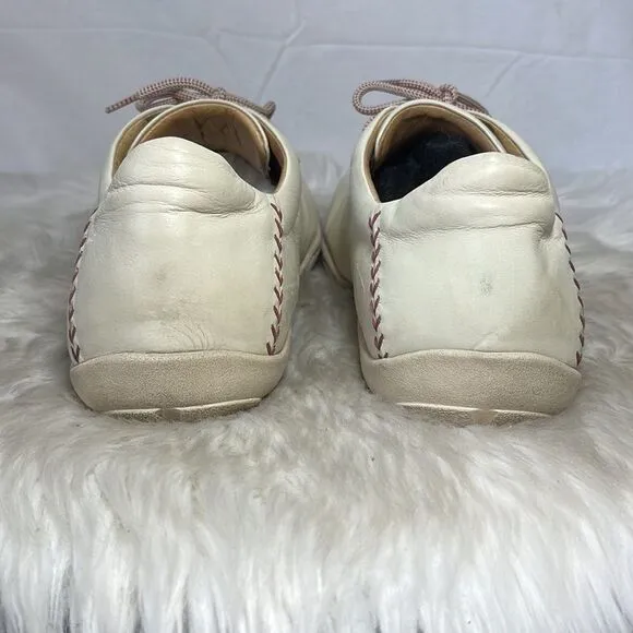 Born Jackson Cream Leather Baseball Stitch Sneakers Sz 14
