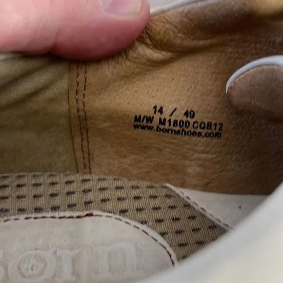 Born Jackson Cream Leather Baseball Stitch Sneakers Sz 14