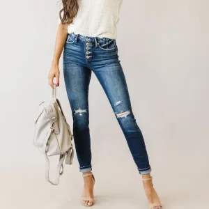 Born to Love You Kancan Button Fly Skinny