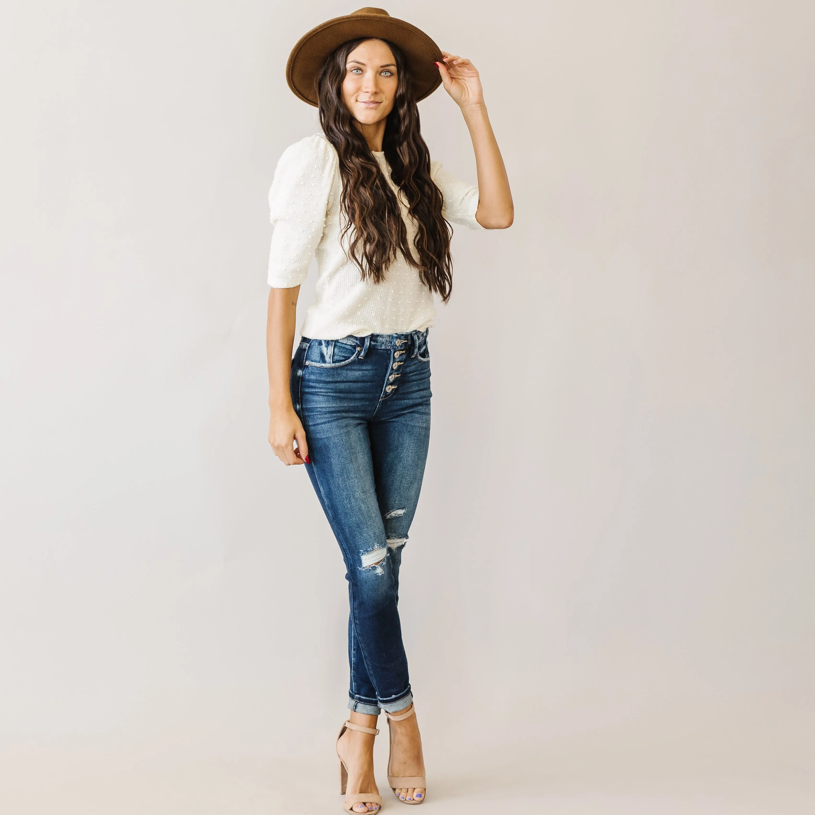Born to Love You Kancan Button Fly Skinny