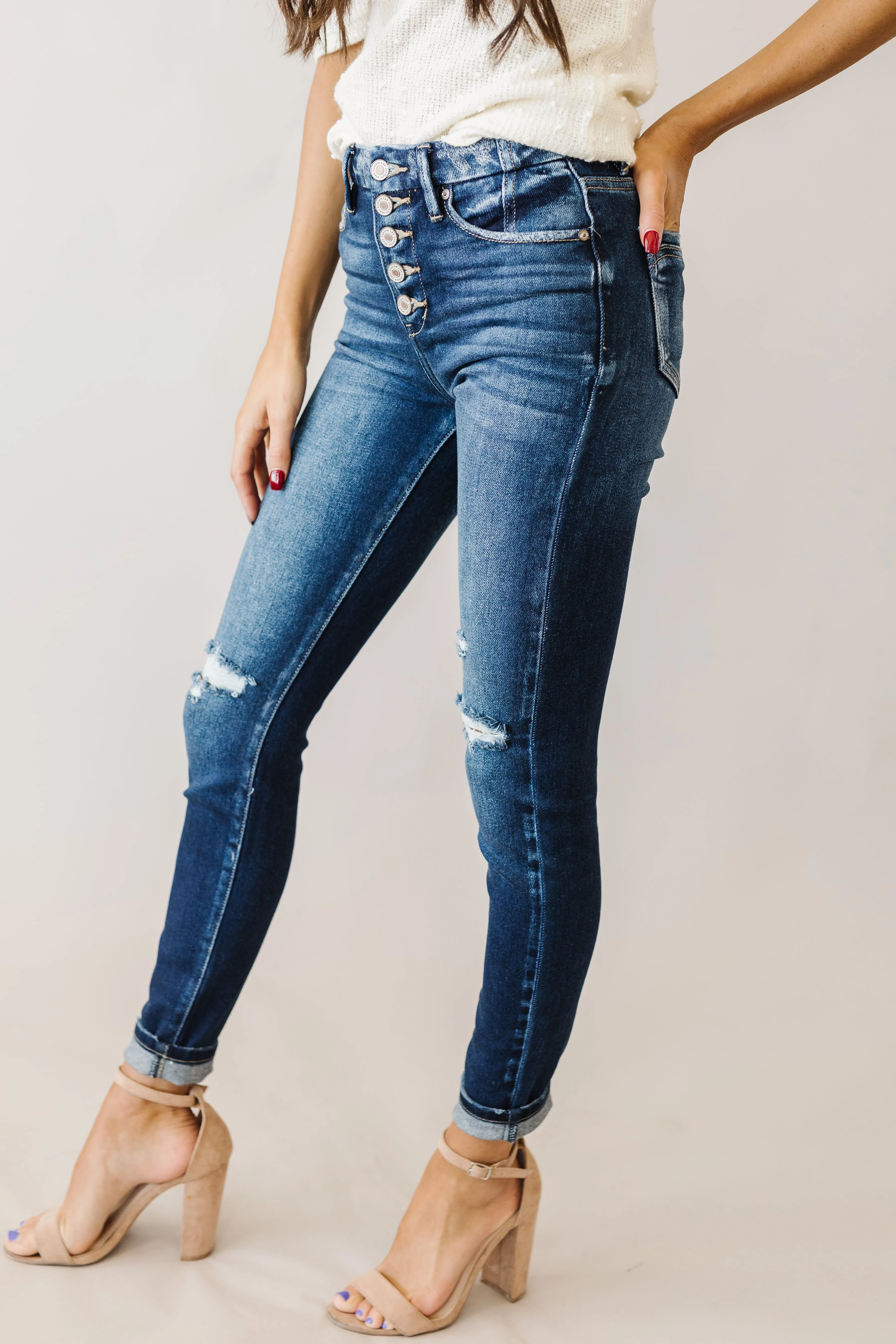 Born to Love You Kancan Button Fly Skinny
