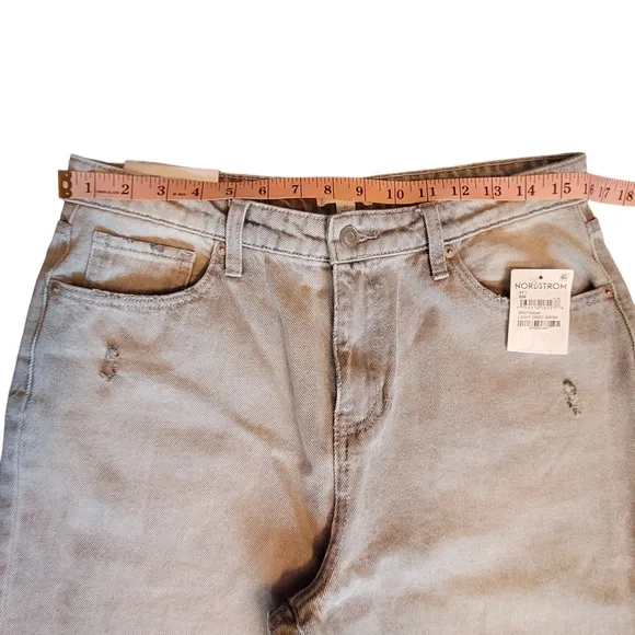 BP Nordstrom Distressed High Waist Mom Jeans Light Grey Wash Size 31 | BP Jeans