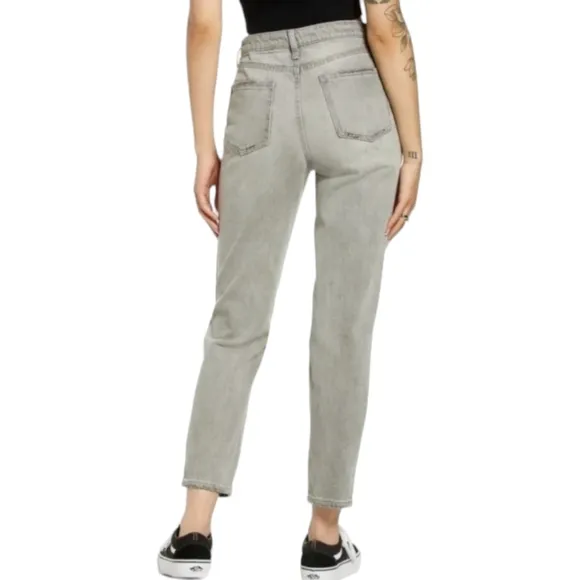 BP Nordstrom Distressed High Waist Mom Jeans Light Grey Wash Size 31 | BP Jeans