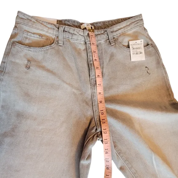 BP Nordstrom Distressed High Waist Mom Jeans Light Grey Wash Size 31 | BP Jeans