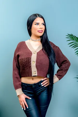 Brown Cropped cardigan