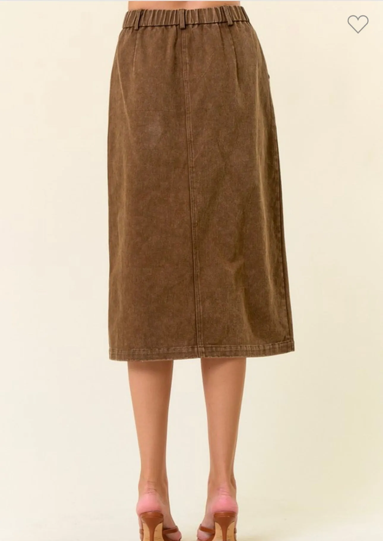Brown Denim Midi Skirt