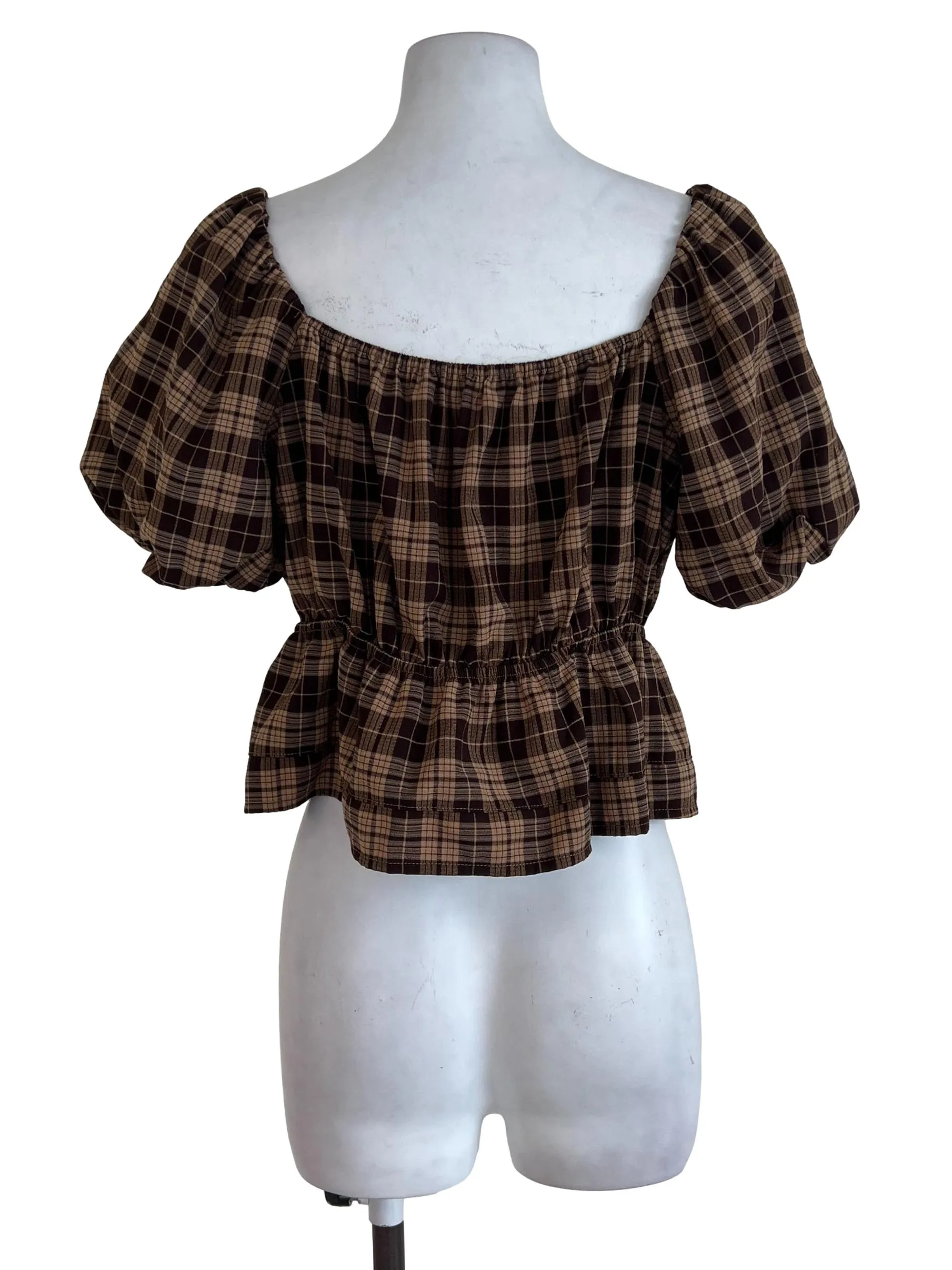 Brown Plaid Crop Top