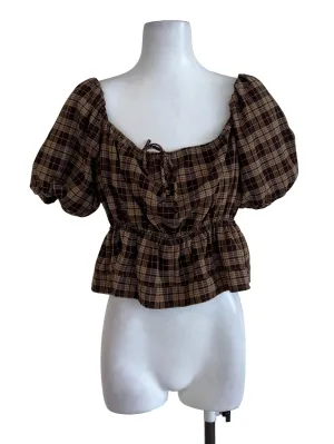 Brown Plaid Crop Top