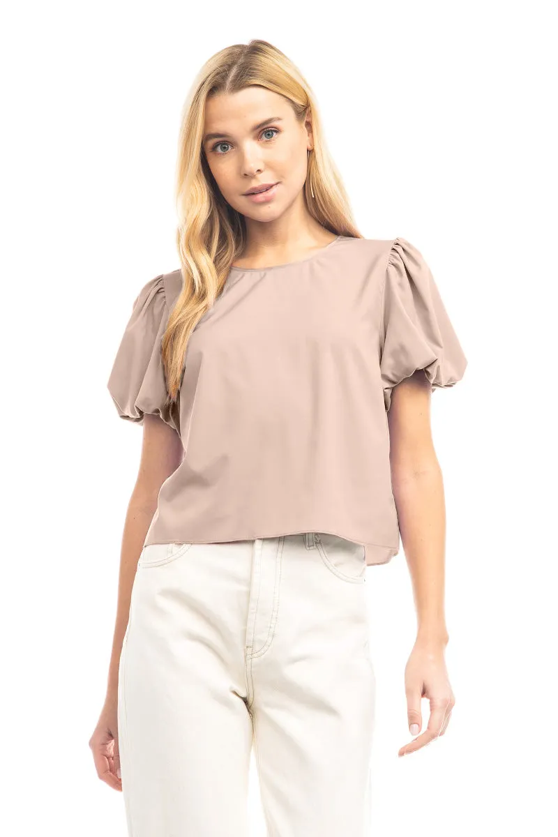 Bubble Sleeve Cropped Blouse