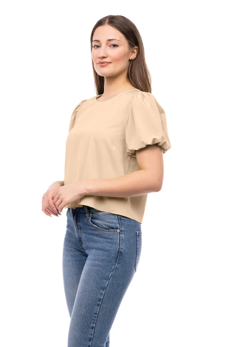 Bubble Sleeve Cropped Blouse