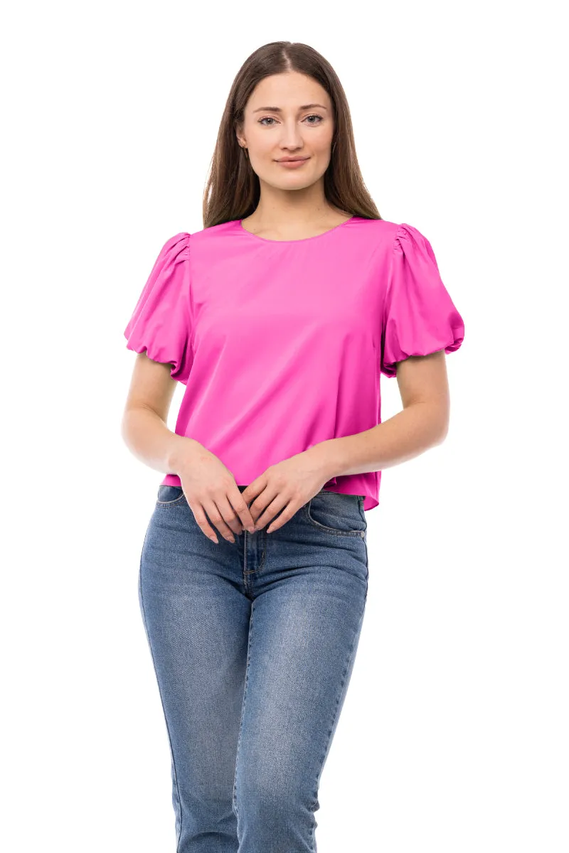 Bubble Sleeve Cropped Blouse