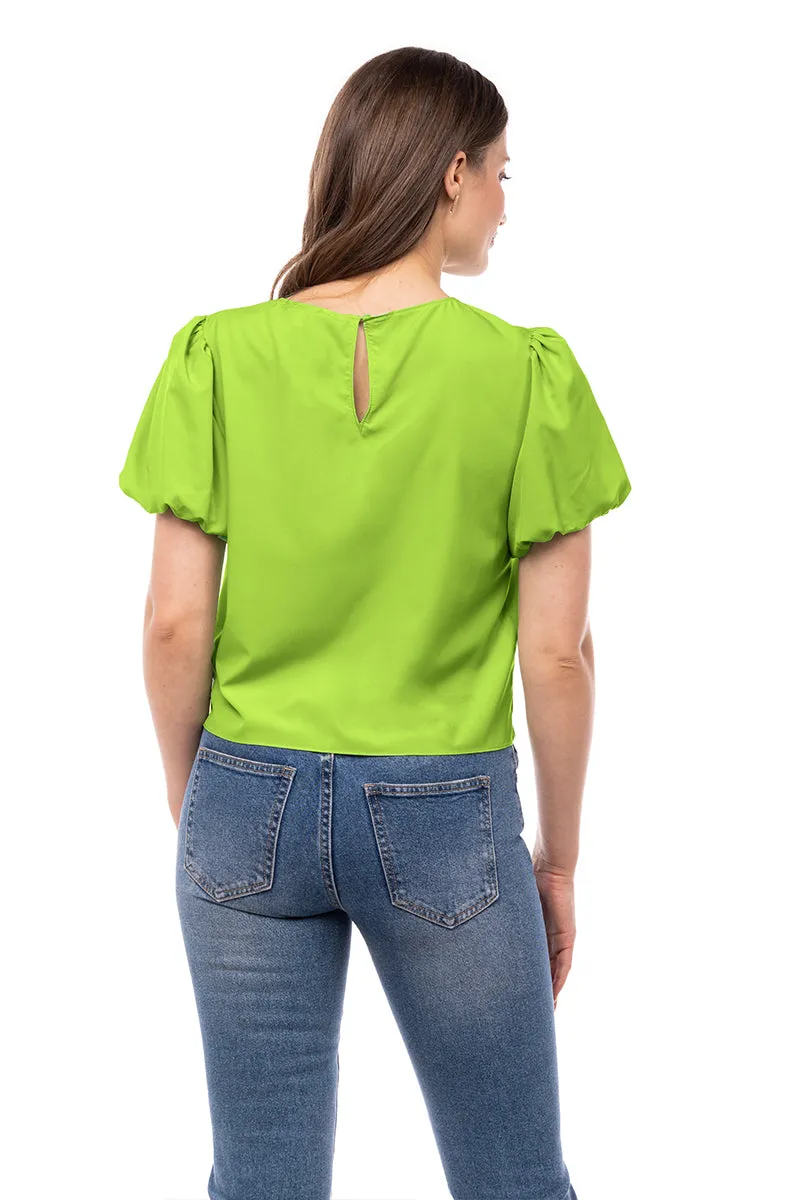 Bubble Sleeve Cropped Blouse