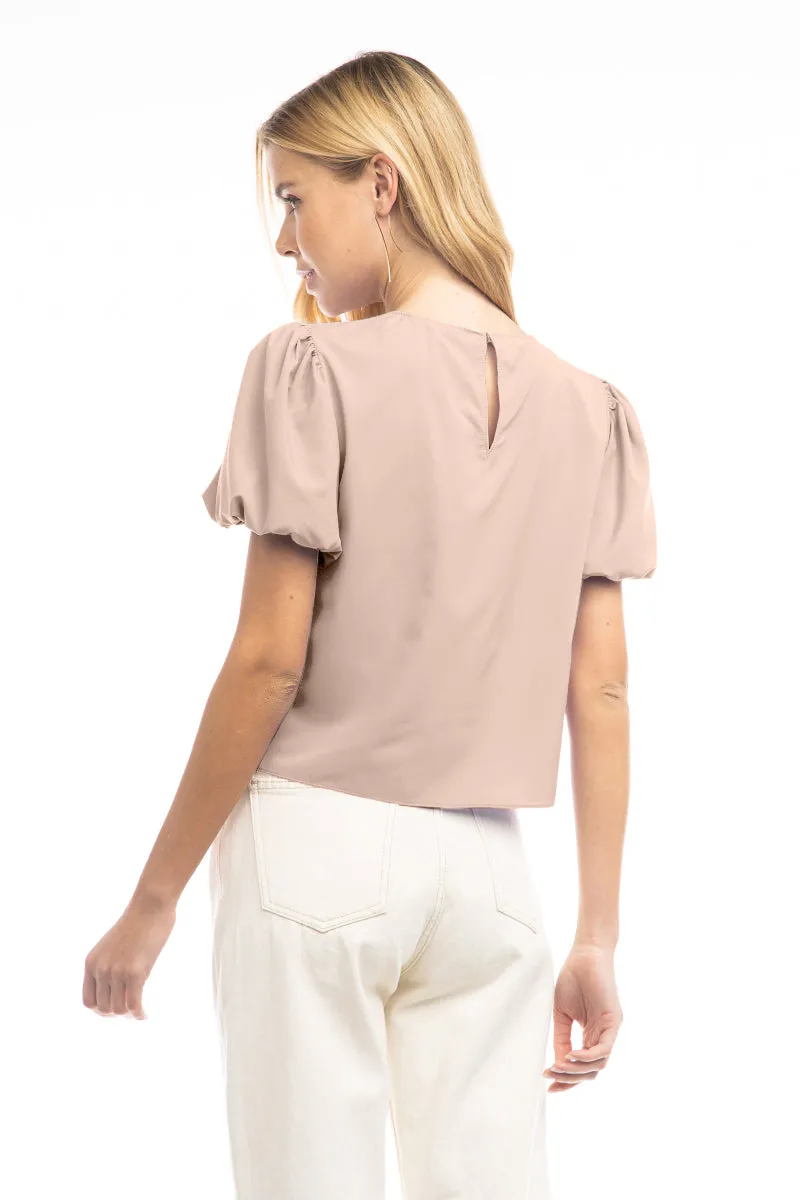 Bubble Sleeve Cropped Blouse