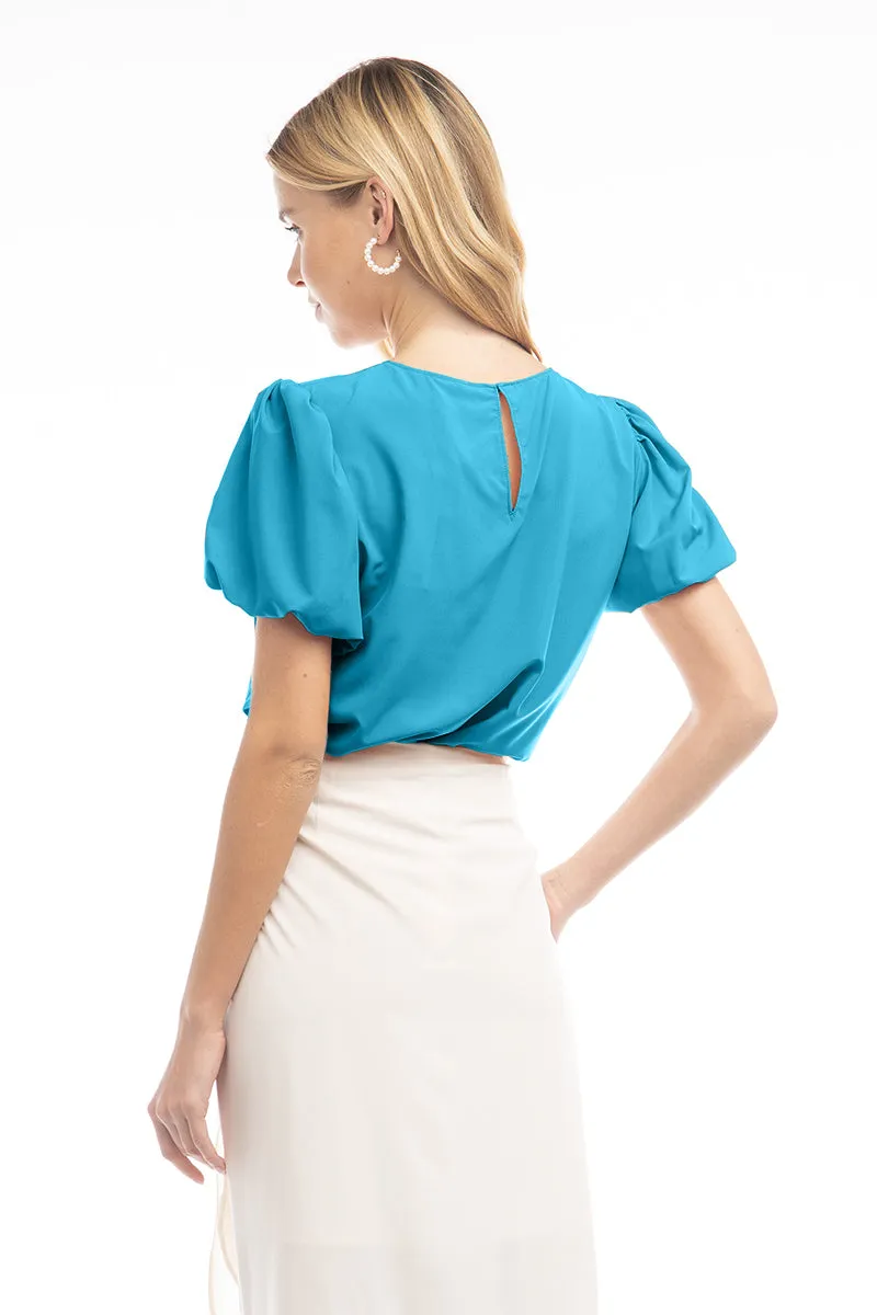 Bubble Sleeve Cropped Blouse