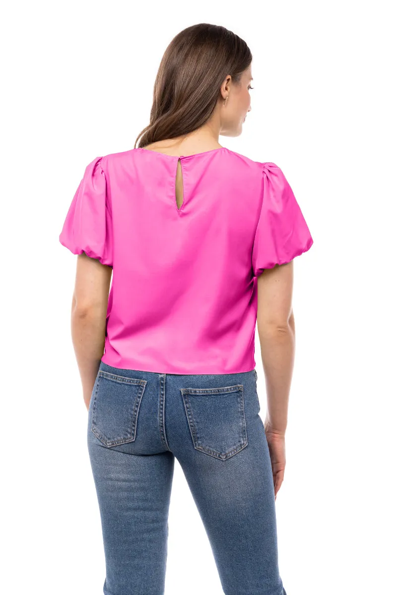 Bubble Sleeve Cropped Blouse