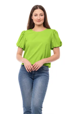 Bubble Sleeve Cropped Blouse