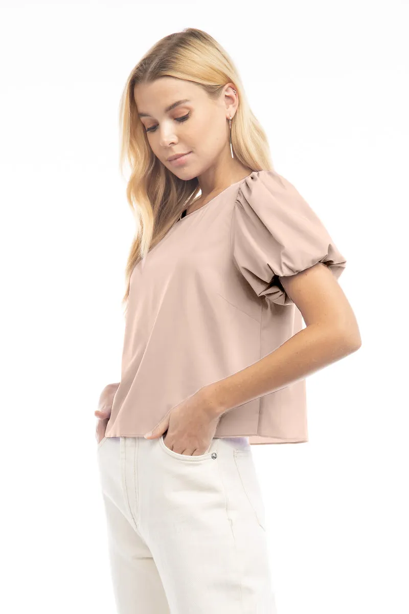 Bubble Sleeve Cropped Blouse