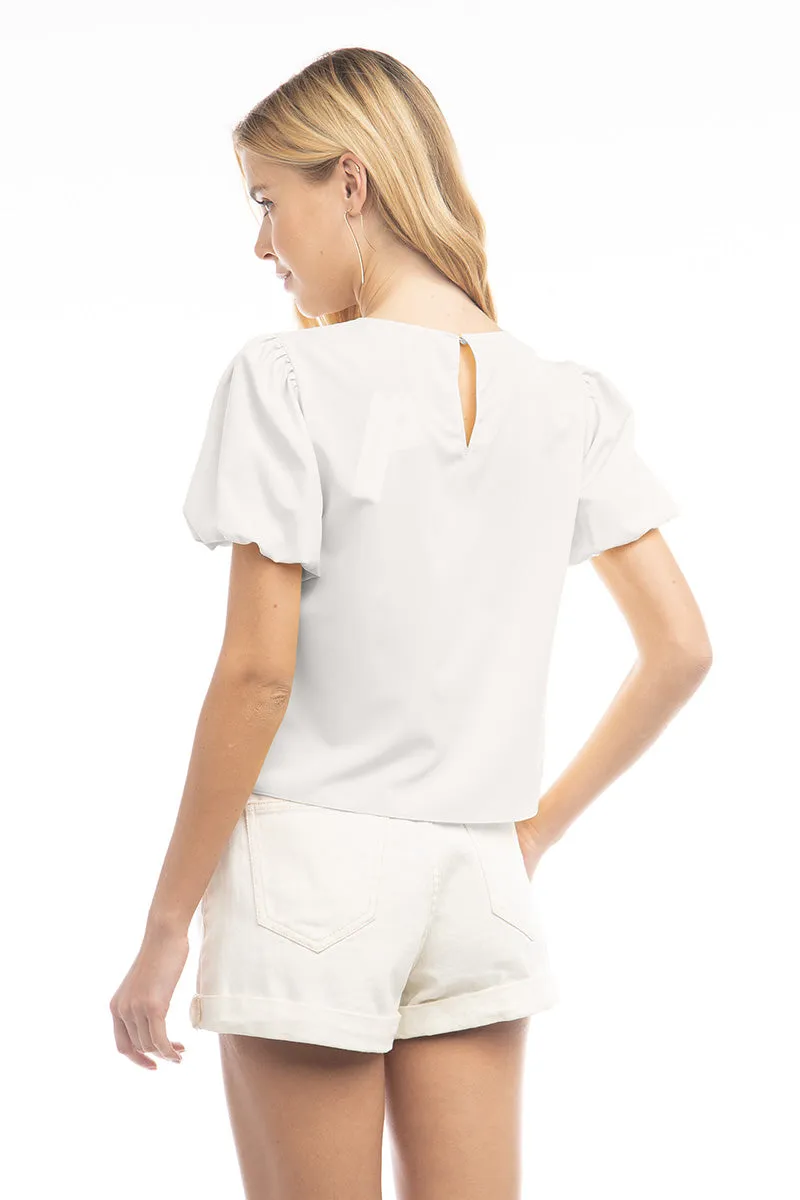 Bubble Sleeve Cropped Blouse