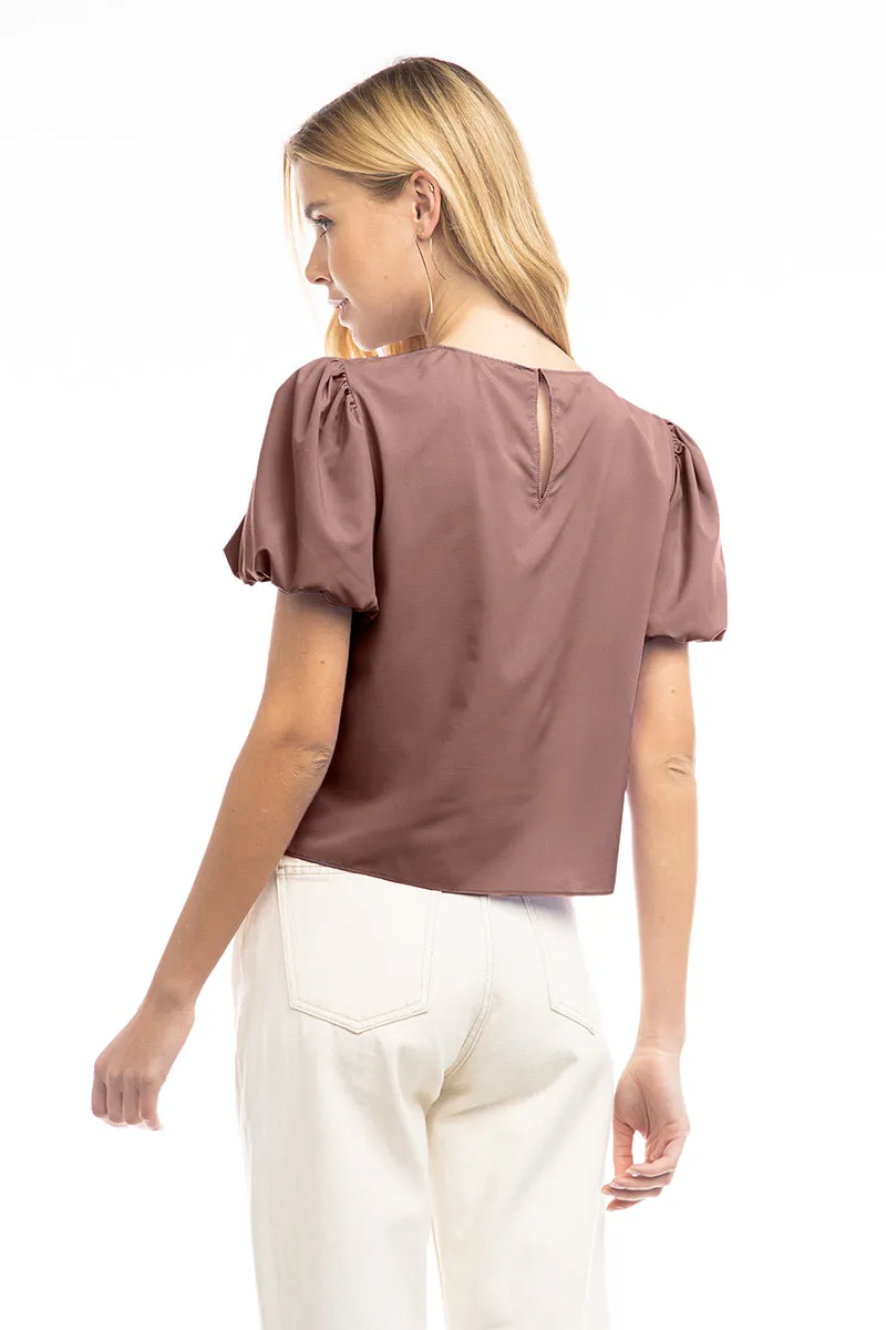 Bubble Sleeve Cropped Blouse