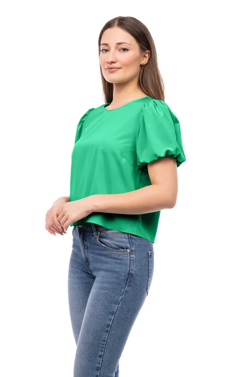 Bubble Sleeve Cropped Blouse