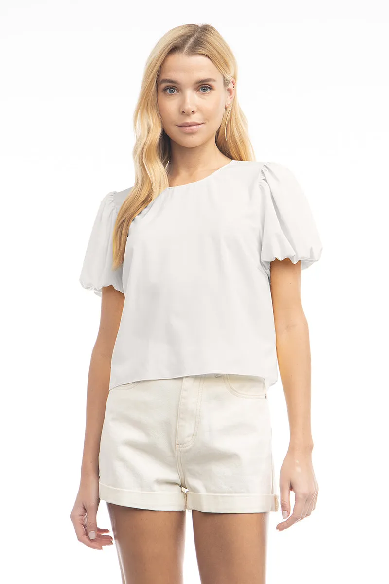 Bubble Sleeve Cropped Blouse
