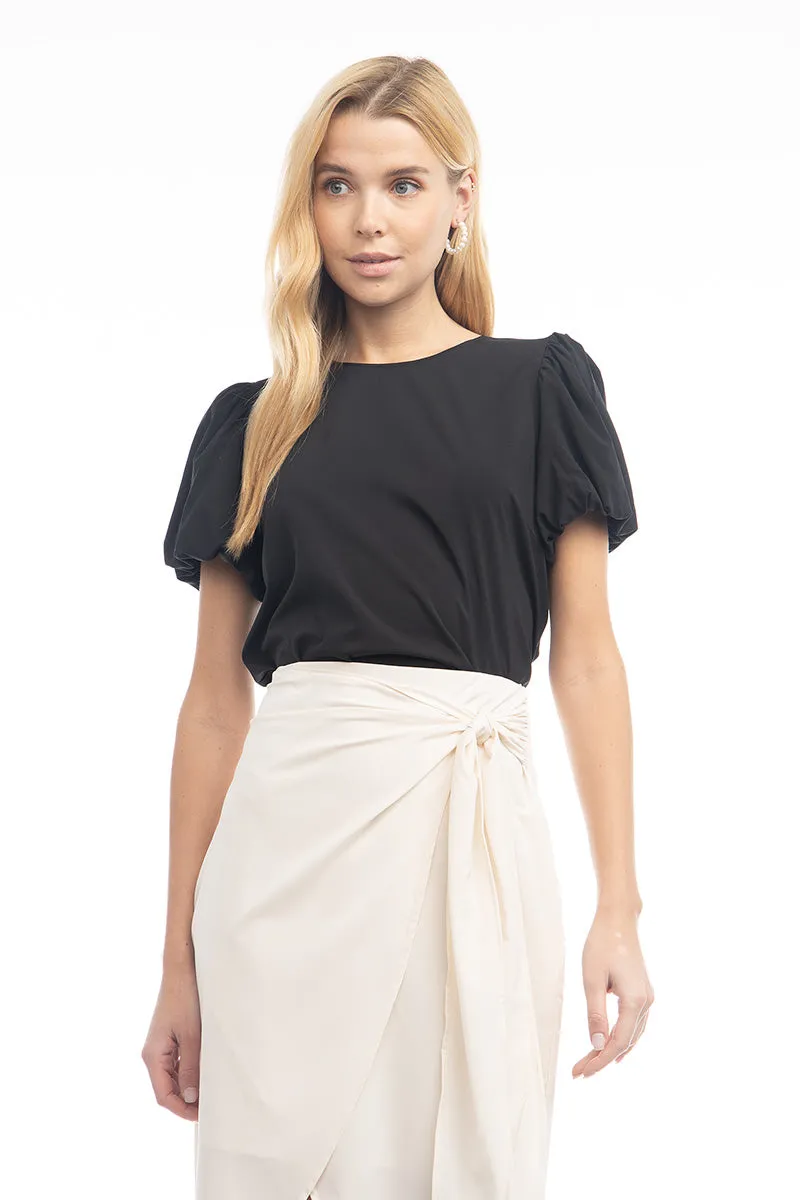 Bubble Sleeve Cropped Blouse