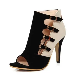 Buckle Patchwork High Heels